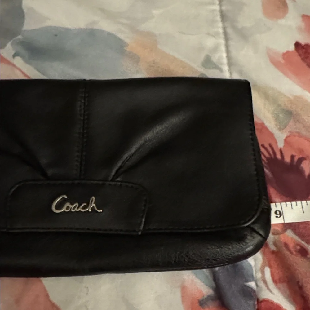 Coach Black Leather Wallet Wristlet XL